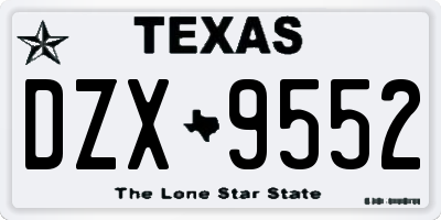 TX license plate DZX9552
