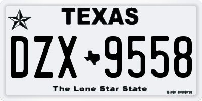 TX license plate DZX9558