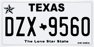 TX license plate DZX9560