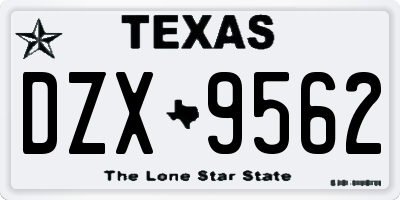 TX license plate DZX9562