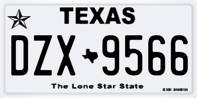 TX license plate DZX9566