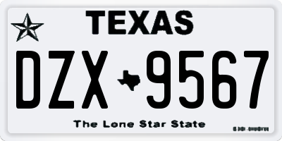 TX license plate DZX9567