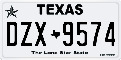 TX license plate DZX9574