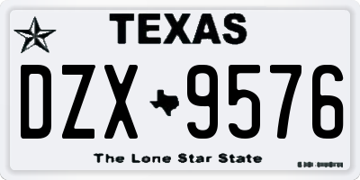 TX license plate DZX9576