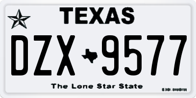 TX license plate DZX9577