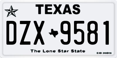 TX license plate DZX9581