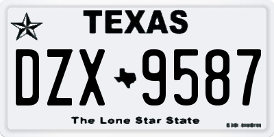 TX license plate DZX9587