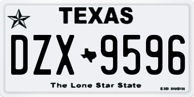 TX license plate DZX9596