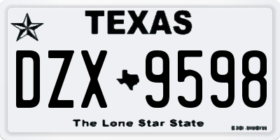 TX license plate DZX9598