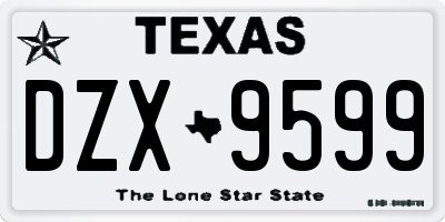 TX license plate DZX9599