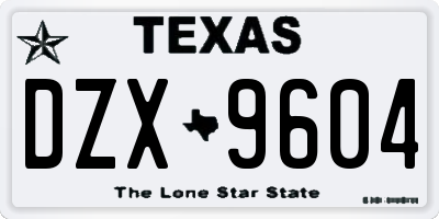 TX license plate DZX9604