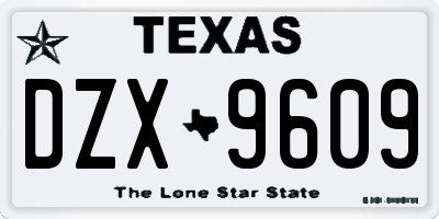 TX license plate DZX9609