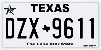 TX license plate DZX9611