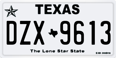 TX license plate DZX9613