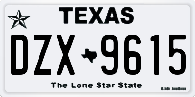 TX license plate DZX9615