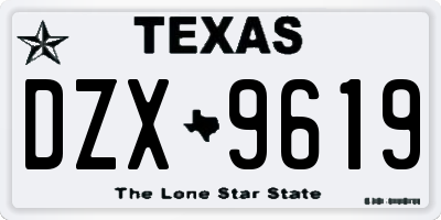 TX license plate DZX9619