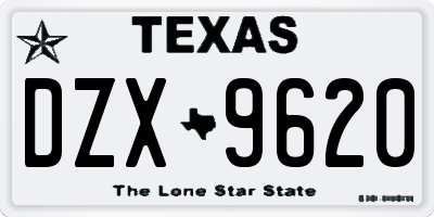 TX license plate DZX9620