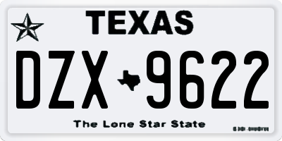 TX license plate DZX9622