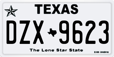 TX license plate DZX9623