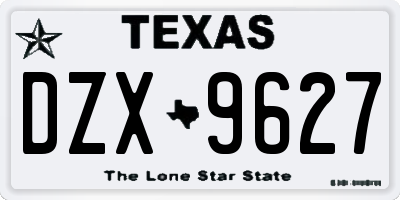 TX license plate DZX9627