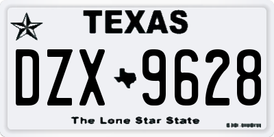 TX license plate DZX9628