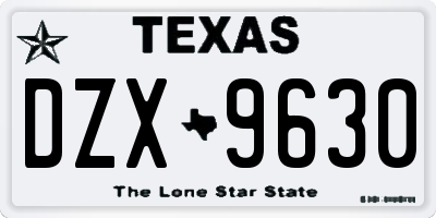 TX license plate DZX9630