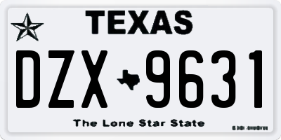TX license plate DZX9631