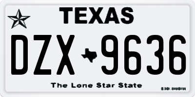 TX license plate DZX9636