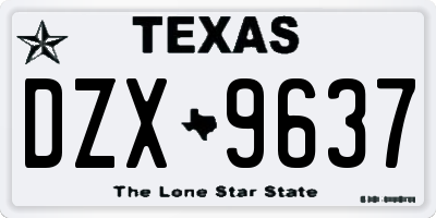 TX license plate DZX9637