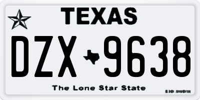 TX license plate DZX9638