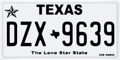 TX license plate DZX9639