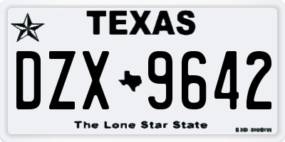 TX license plate DZX9642