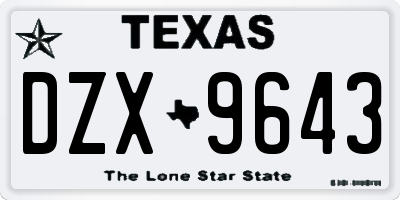 TX license plate DZX9643