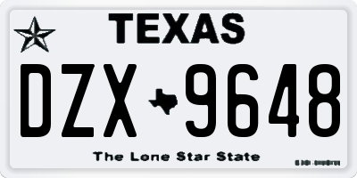 TX license plate DZX9648