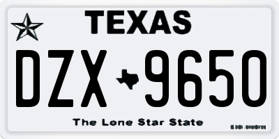 TX license plate DZX9650