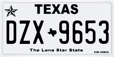 TX license plate DZX9653