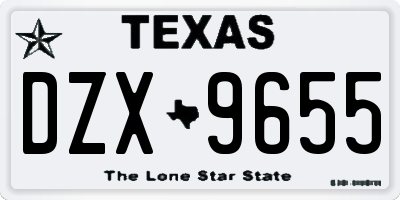 TX license plate DZX9655