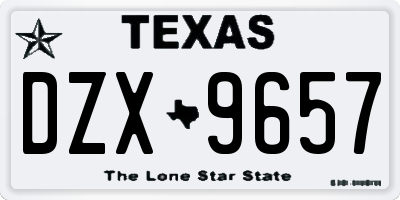 TX license plate DZX9657