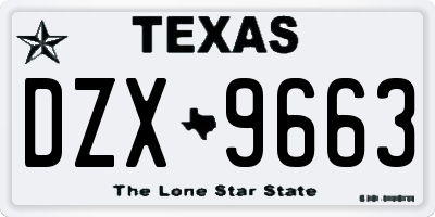 TX license plate DZX9663
