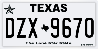 TX license plate DZX9670