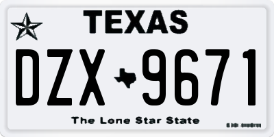 TX license plate DZX9671