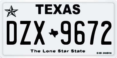 TX license plate DZX9672