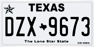 TX license plate DZX9673