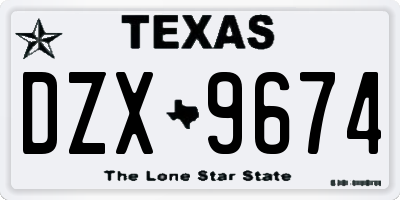 TX license plate DZX9674
