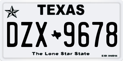 TX license plate DZX9678