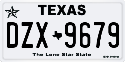 TX license plate DZX9679