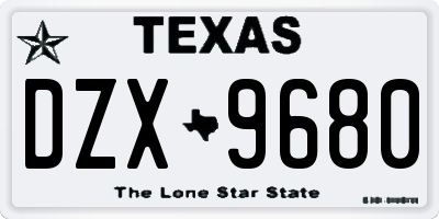 TX license plate DZX9680