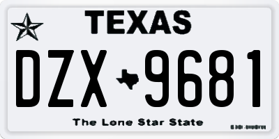 TX license plate DZX9681