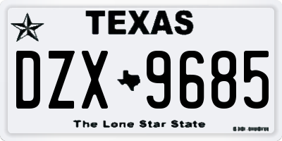 TX license plate DZX9685