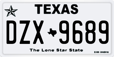 TX license plate DZX9689